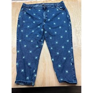 Lucy & Yak Daisy Embroidered Organic Cotton Denim Jeans Blue Floral 50/R Plus